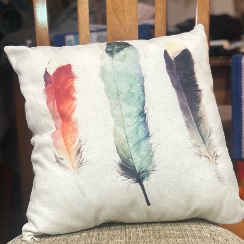 Redbubble Decorative Handmade 18’´ Pillow Cover wcoussin Colored Feathers Prints